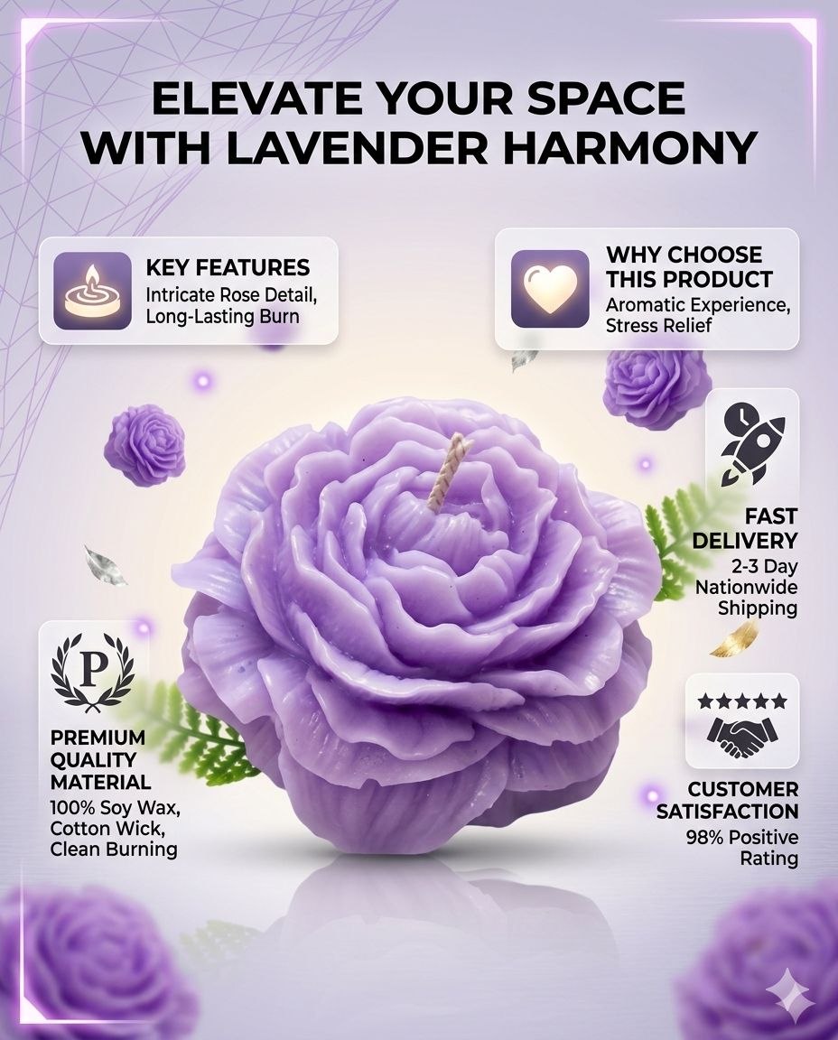 💜 Lavender Blossom Luxury Candle ✨ Pack of 2