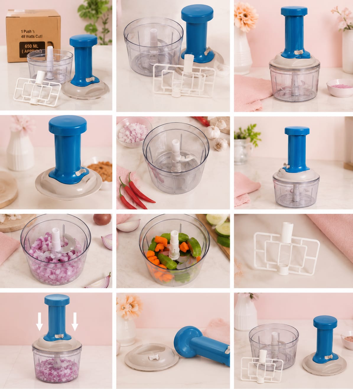 Premium Push Chopper & Vegetable Cutter – Fast Manual Food Processor for Kitchen