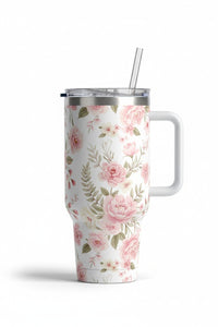 Aesthetic Floral Travel Tumbler 💜🌸