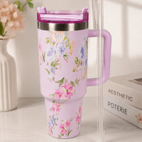 Aesthetic Floral Travel Tumbler 💜🌸