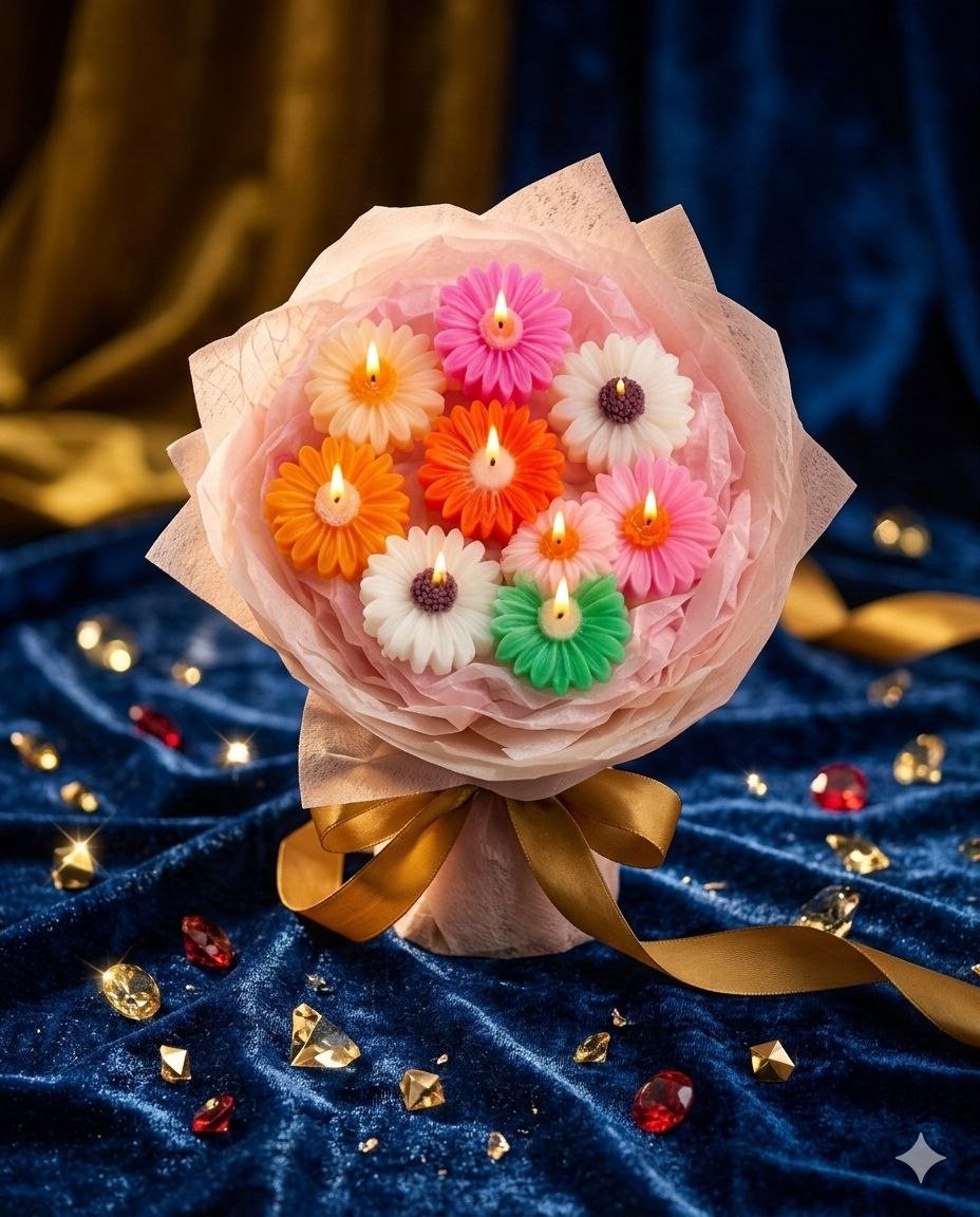 🌸 Bloom Bouquet Candle Arrangement ✨ Pack of 10
